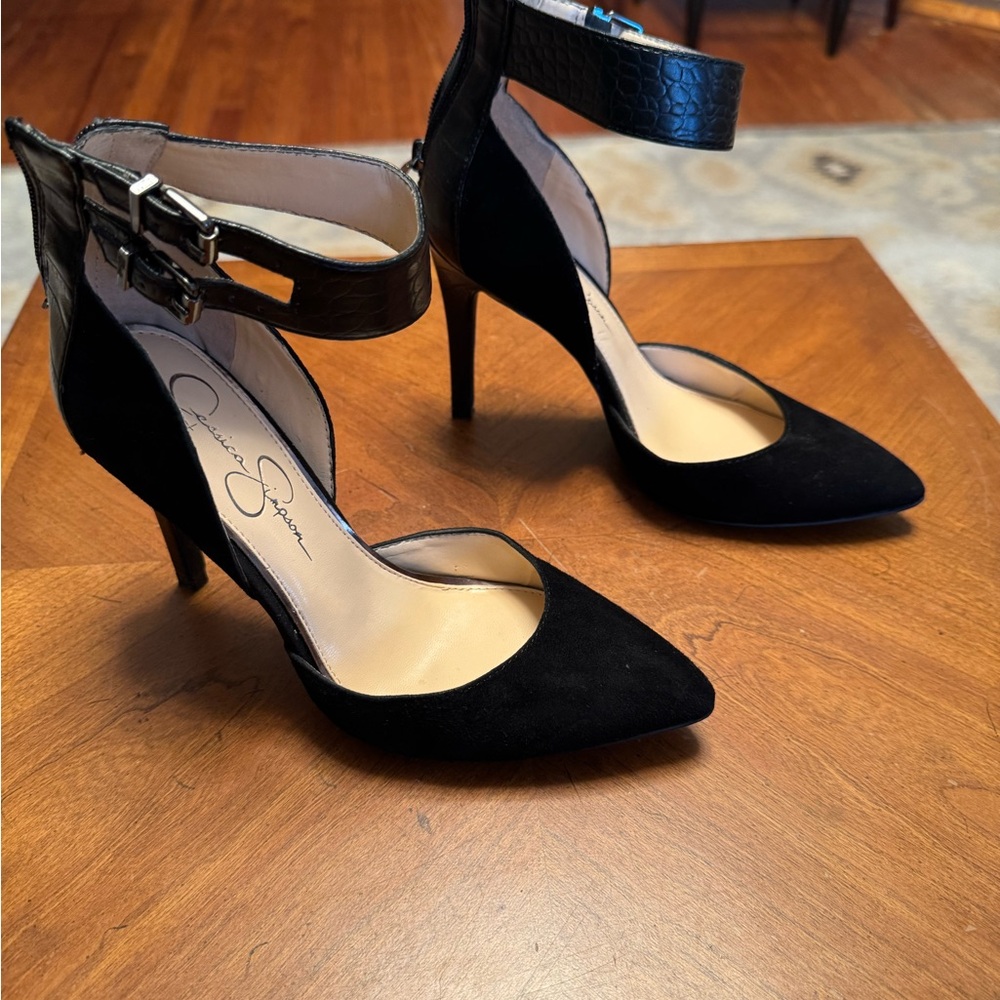 Jessica Simpson Black Ankle Strap Heels